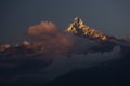 Landscape with Machapuchare-Fishtail peak during trekking in Himalaya Mountains, Nepal Royalty Free Stock Photo