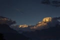 Landscape with Machapuchare-Fishtail peak view from Tadapani during trekking in Himalaya Mountains, Nepal Royalty Free Stock Photo