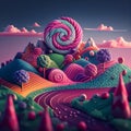 Landscape made of colorful candies