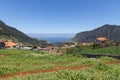 Landscape Madeira with mountains, houses and agriculture