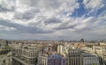 Landscape, Madrid, Spain cityscape above Gran Via shopping street. Spain during sunset. Royalty Free Stock Photo