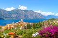 Landscape with Malcesine city, Garda Lake, Italy Royalty Free Stock Photo