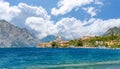 Landscape with Malcesine town, Garda Lake Royalty Free Stock Photo