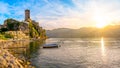 Landscape with Malcesine town, Garda Lake, Italy Royalty Free Stock Photo