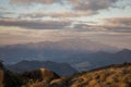 Landscape of Mantiqueira Mountains from Itaguare Peak during the sunrise in Brazil Royalty Free Stock Photo