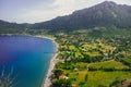 Landscape of Marmaris Kumlubuk beach from Amos Ancient city. Beauty in nature. Marmaris, Mugla, Turkey