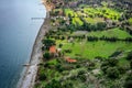 Landscape of Marmaris Kumlubuk beach from Amos Ancient city. Beauty in nature. Marmaris, Mugla, Turkey. Holiday and summer