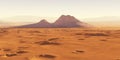 Landscape on Mars. Central peak in the middle of the crater, bounce back from asteroid impact Royalty Free Stock Photo