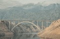Landscape of Maslenica bridge with Velebit mountains background Royalty Free Stock Photo