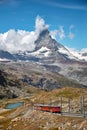 Landscape of Matterhorn mountain with railway, swiss Alps Royalty Free Stock Photo