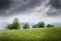 Landscape with meadow, hills