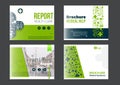 Landscape Medical Brochure Cover Template set in green color. Flyer with inline medicine icons, Modern power point