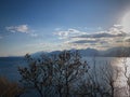 Landscape of Mediterranean sea mountains and blue sky Royalty Free Stock Photo