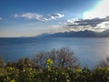 Landscape of Mediterranean sea mountains and blue sky Royalty Free Stock Photo