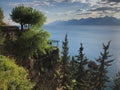 Landscape of Mediterranean sea mountains and blue sky Royalty Free Stock Photo