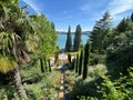 Landscape of the Mediterrannean Terrace or Mediterran-Terrassen - Flower Island Mainau on the Lake Constance or Die Blumeninsel