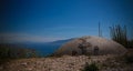 Landscape with the military bunkers near Lekuresi Castle, Saranda, Albania Royalty Free Stock Photo