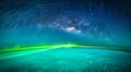 Landscape with Milky way galaxy. Earth and Aurora view from space with Milky way galaxy. Elements of this image furnished by NASA Royalty Free Stock Photo