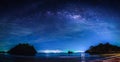 Landscape with Milky way galaxy. Night sky with stars and milky Royalty Free Stock Photo