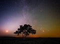 Landscape with Milky way galaxy. Night sky with stars. Royalty Free Stock Photo