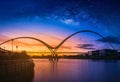 Landscape with Milky way galaxy over Infinity Bridge at sunset I