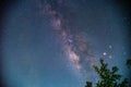 Landscape with Milky way galaxy over tree. Night sky with stars. Long exposure photograph Royalty Free Stock Photo