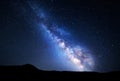 Landscape with Milky Way. Night sky with stars at mountains Royalty Free Stock Photo