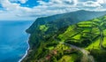 Landscape with Miradouro da Ponta do Sossego Nordeste, Sao Miguel island, Azores, Portugal Royalty Free Stock Photo