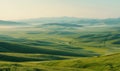 Landscape with mist over the green hills Royalty Free Stock Photo