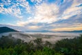 Landscape of misty mountain forest covered hills at khao khai nu Royalty Free Stock Photo