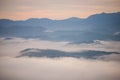 Landscape of misty mountain forest covered hills at khao khai nu Royalty Free Stock Photo