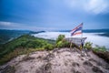 Landscape of misty mountains of Mt.Gunung Silipat