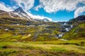 Landscape in the Mjoifjordur fjord Royalty Free Stock Photo