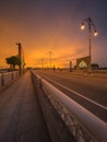 Landscape of modern bridge at sunrise, Putrajaya Royalty Free Stock Photo