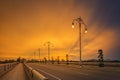 Landscape of modern bridge at sunrise, Putrajaya Royalty Free Stock Photo