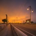 Landscape of modern bridge at sunrise, Putrajaya Royalty Free Stock Photo