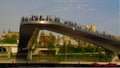 Landscape of modern park Zaryadye and soaring pedestrian bridge, Moscow, Russia