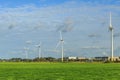 landscape with modern windturbines for the sustainable production of electricity Royalty Free Stock Photo