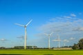 landscape with modern windturbines for the sustainable production of electricity Royalty Free Stock Photo