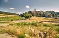 Landscape with a monastery in the background Royalty Free Stock Photo