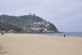 Landscape with Monte Igueldo View from Ondarreta beach of Donostia- San Sebastian in Spain Royalty Free Stock Photo