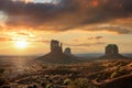 Landscape of Monument valley at sunset. Navajo tribal park, USA Royalty Free Stock Photo