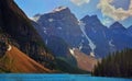 Landscape of Moraine lake and Rocky mountains Canada Royalty Free Stock Photo