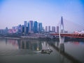 Landscape mordern buildings of downtown near water at Chongqing, China Royalty Free Stock Photo