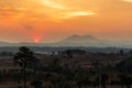 Landscape in morning sunrise at Tung Salaeng Luang view point Tung Salaeng Luang National Parkis grassland savannah in Royalty Free Stock Photo