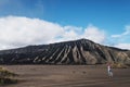 Landscape of Mount Bromo, Indonesia with tourist woman Royalty Free Stock Photo