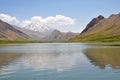 Landscape of Mount Damavand and Lar dam lake , Iran