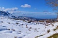 Landscape in Mount Lebanon in winter Kfardebian natural landscape with ancient greec temple Royalty Free Stock Photo