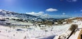 Landscape in Mount Lebanon in winter. Kfardebiane with Beirut in a far background