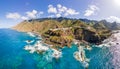 Landscape with mountain Anaga and costal village Almaciga Royalty Free Stock Photo